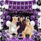 Black Purple Graduation Party Decorations, Purple Class of 2026 Graduation Banner, 2026 Congrats Grad Honeycomb Hanging Swirl Confetti Balloon Congratulations Graduates Party Supplies(25PC)